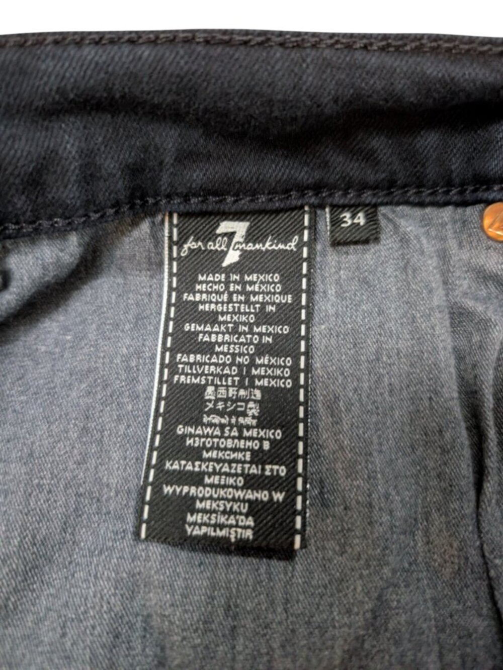 7 For All Mankind Dark Wash Straight Leg Jeans Size 34x32 - Picture 6 of 10